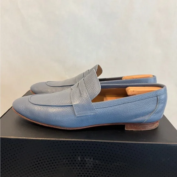 Donald J. Pliner Slate Blue Leather Loafers - Picture 1 of 16